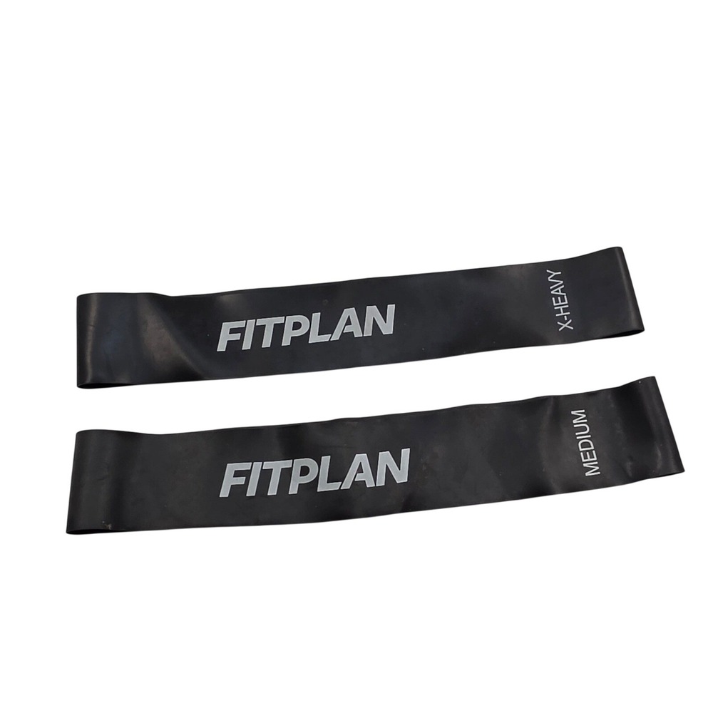 Fitplan Resistance Loop Bands Set Medium and X-Heavy Black Exercise Bands 2pc O5